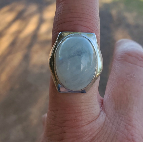 New Men's Rainbow Moonstone 925 Silver Ring. - Picture 13 of 16